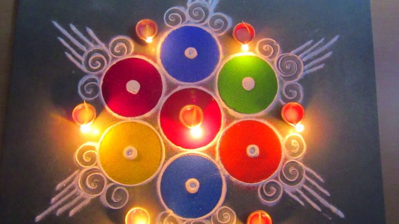 diwali raangoli designs with diya